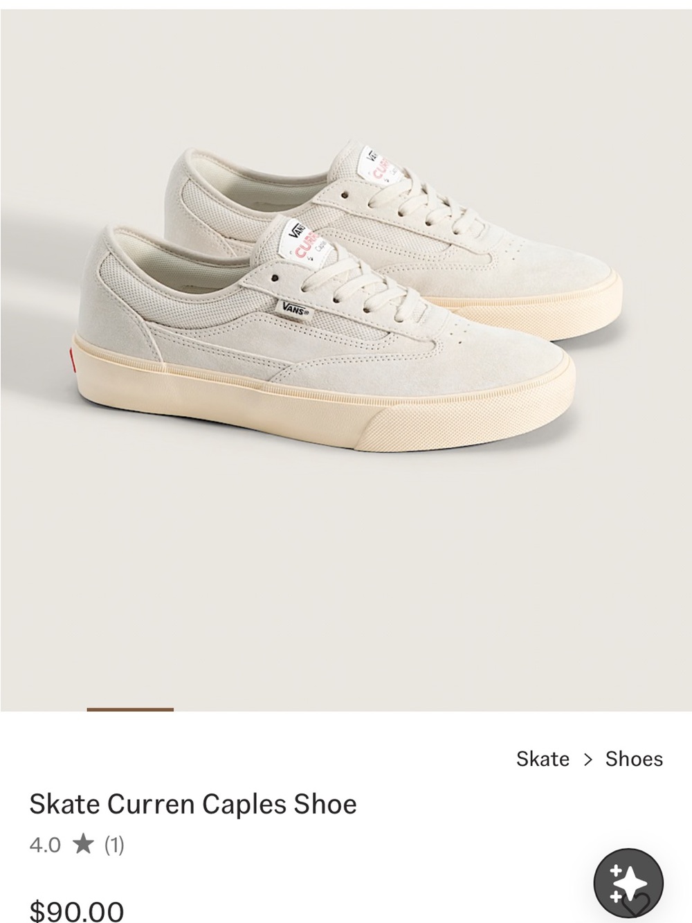 NWT Vans Skate Curren Caples Men’s Shoe - Off-White